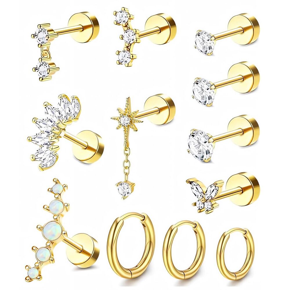 20G Cartilage Piercing Jewelry Flat back Helix Earrings for Women